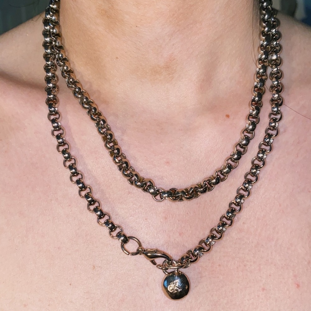 VINTAGE 35in Calvin Klein Silver Necklace